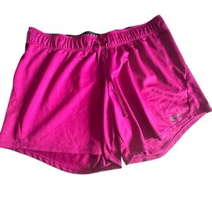 NIKE WM L Plum Purple Athletic Shorts w/ Roll Down Elastic Waist & Swoosh Logo